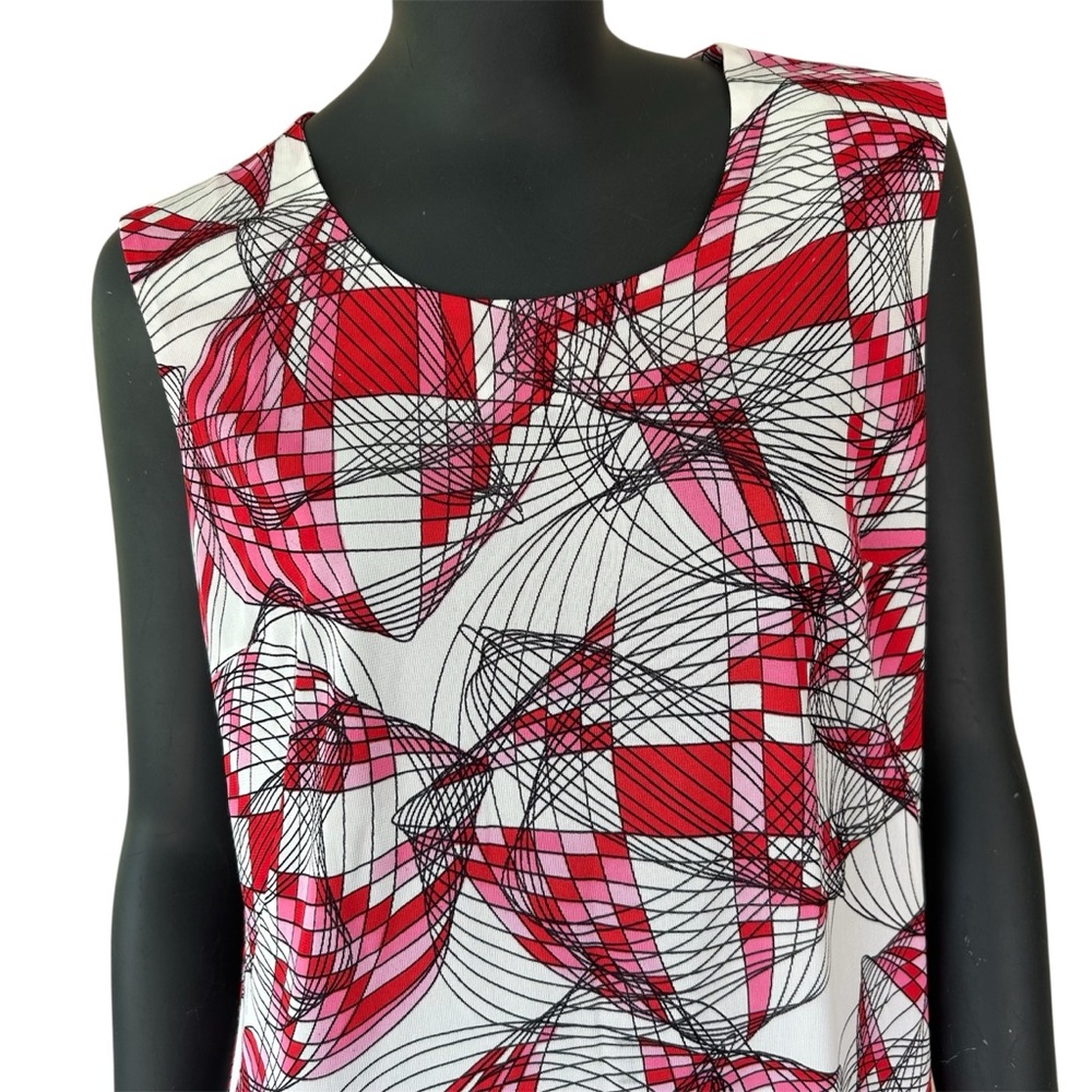 Vintage Vibrant Maxi Dress Bold Mod Geometric Pattern Psychedelic 70s Sleeveless